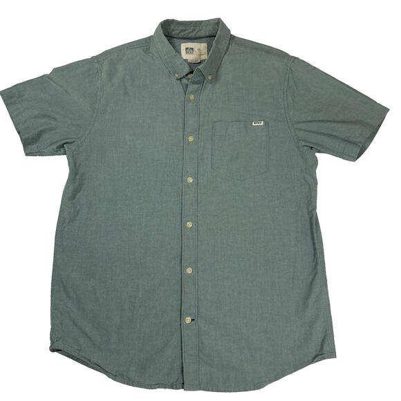 Reef Mens Shirt Size M Green Button Up Short Sleeve Casual Surf Skater Beachwear - Picture 1 of 11